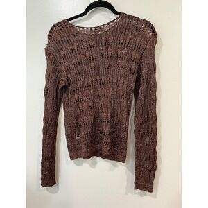 Emory Park Womens Metallic Bronze Crochet Sweater Size Small NWT